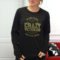 Load image into Gallery viewer, Designs by MyUtopia Shout Out:My Mom Is A Crazy Veteran Long Sleeve Ultra Cotton T-Shirt
