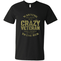 Load image into Gallery viewer, Designs by MyUtopia Shout Out:My Mom Is A Crazy Veteran Men&#39;s Printed V-Neck T-Shirt,S / Black,Adult Unisex T-Shirt

