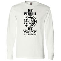 Load image into Gallery viewer, Designs by MyUtopia Shout Out:My Pitbull is a Farter, Not a Fighter Adult Long Sleeve Tee,White / S,Long Sleeve T-Shirts

