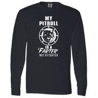 Load image into Gallery viewer, Designs by MyUtopia Shout Out:My Pitbull is a Farter, Not a Fighter Adult Long Sleeve Tee,Black / S,Long Sleeve T-Shirts
