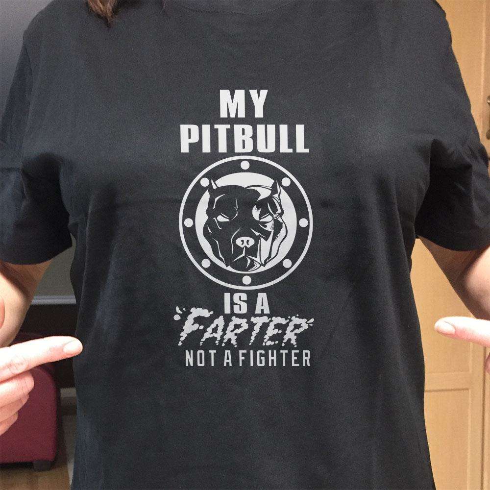 Designs by MyUtopia Shout Out:My Pitbull is a Farter, Not a Fighter Adult Unisex T-Shirt
