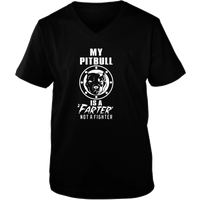 Load image into Gallery viewer, Designs by MyUtopia Shout Out:My Pitbull is a Farter, Not a Fighter Adult Unisex V Neck Tee,Black / S,Ladies T-Shirts

