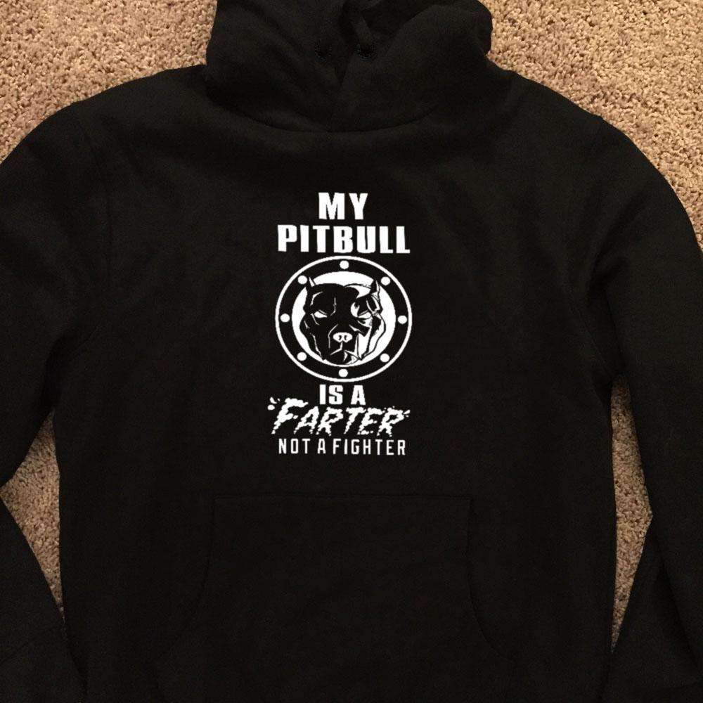 Designs by MyUtopia Shout Out:My Pitbull is a Farter, Not a Fighter Pullover Hoodie