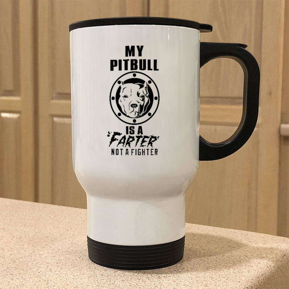 Designs by MyUtopia Shout Out:My Pitbull is a Farter, Not a Fighter Stainless Steel Travel Mug