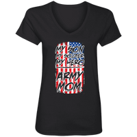 Load image into Gallery viewer, Designs by MyUtopia Shout Out:My Son My Soldier My Hero Army Mom Ladies&#39; V-Neck T-Shirt,S / Black,Ladies T-Shirts
