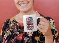 Load image into Gallery viewer, Designs by MyUtopia Shout Out:My Son My Soldier My Hero Army Mom on an American Flag Ceramic Coffee Cup
