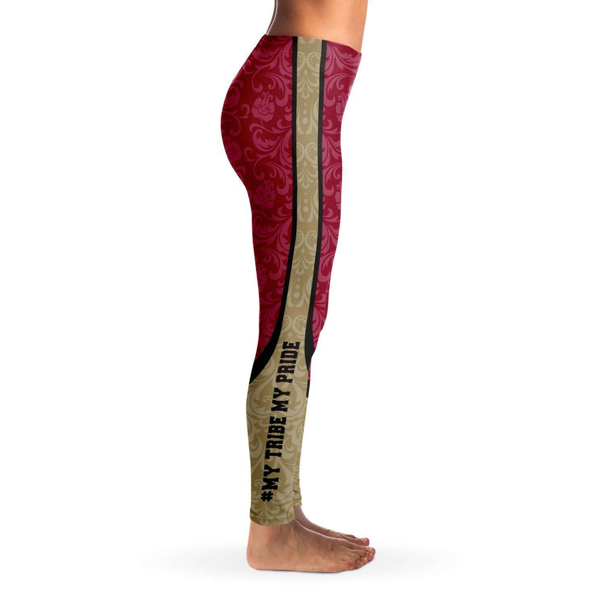 Designs by MyUtopia Shout Out:My Tribe My Pride Florida State Fan Ladies Fashion Leggings,XS / Maroon,Leggings - AOP