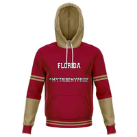 Load image into Gallery viewer, Designs by MyUtopia Shout Out:#MyTribeMyPride Florida Fashion Fleece Lined Pullover Hoodie,XS / Garnet,Fashion Hoodie - AOP
