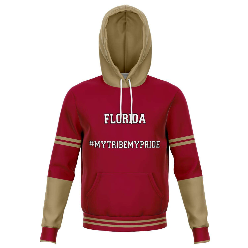 Designs by MyUtopia Shout Out:#MyTribeMyPride Florida Fashion Fleece Lined Pullover Hoodie,XS / Garnet,Fashion Hoodie - AOP