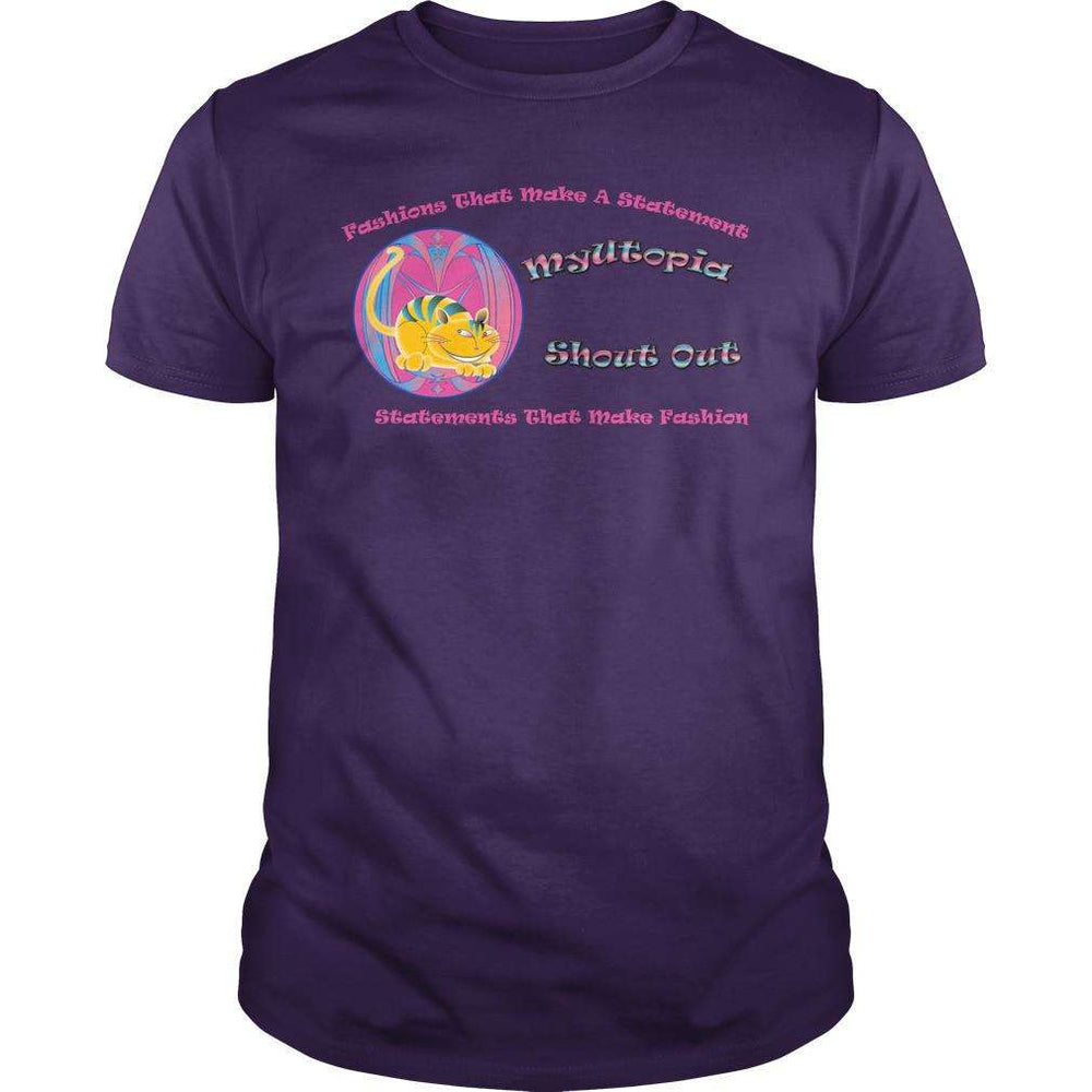 Designs by MyUtopia Shout Out:MyUtopia Shout Out Logo,Purple / S,Adult Unisex T-Shirt