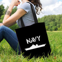 Load image into Gallery viewer, Designs by MyUtopia Shout Out:Navy Battleship Fabric Totebag Reusable Shopping Tote
