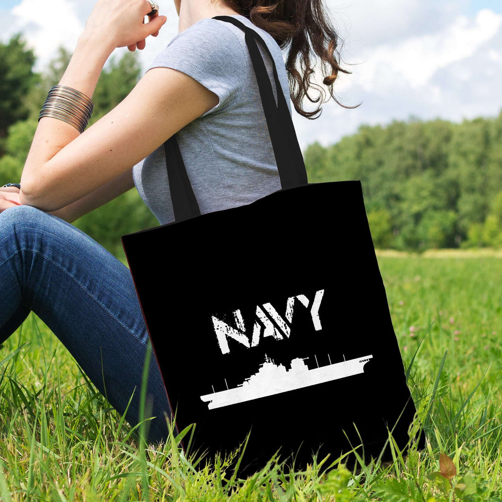 Designs by MyUtopia Shout Out:Navy Battleship Fabric Totebag Reusable Shopping Tote