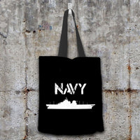 Load image into Gallery viewer, Designs by MyUtopia Shout Out:Navy Battleship Fabric Totebag Reusable Shopping Tote
