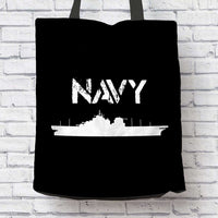 Load image into Gallery viewer, Designs by MyUtopia Shout Out:Navy Battleship Fabric Totebag Reusable Shopping Tote
