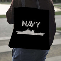 Load image into Gallery viewer, Designs by MyUtopia Shout Out:Navy Battleship Fabric Totebag Reusable Shopping Tote
