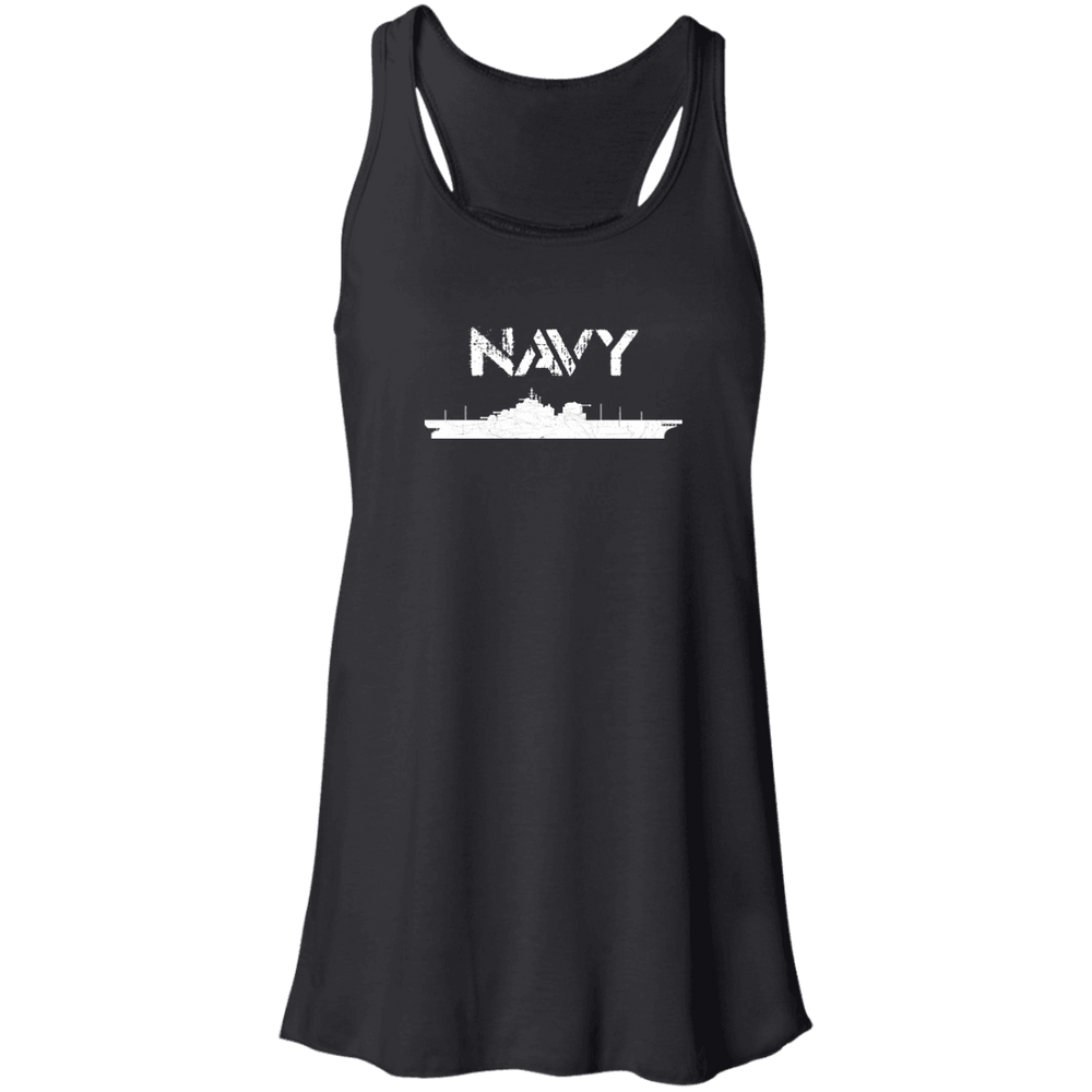 Designs by MyUtopia Shout Out:Navy Battleship  Flowy Racerback Tank,X-Small / Black,Tank Tops