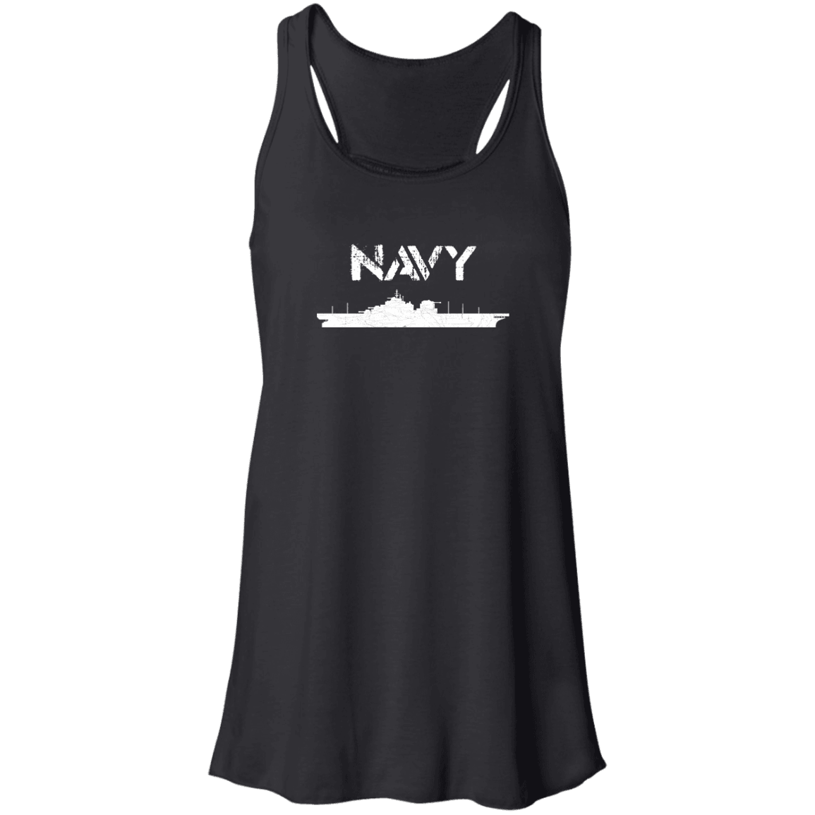 Designs by MyUtopia Shout Out:Navy Battleship  Flowy Racerback Tank,X-Small / Black,Tank Tops