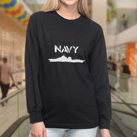 Load image into Gallery viewer, Designs by MyUtopia Shout Out:Navy Battleship Long Sleeve Ultra Cotton Unisex T-Shirt
