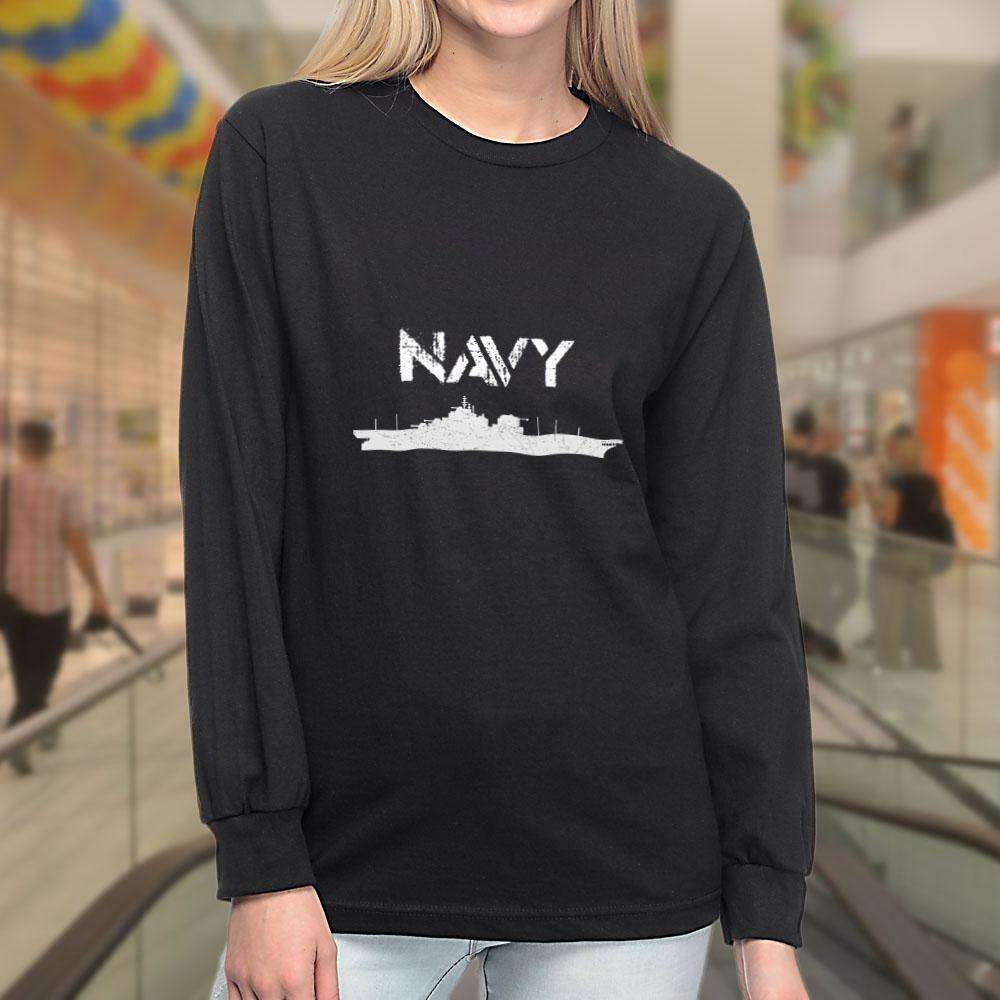 Designs by MyUtopia Shout Out:Navy Battleship Long Sleeve Ultra Cotton Unisex T-Shirt