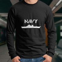 Load image into Gallery viewer, Designs by MyUtopia Shout Out:Navy Battleship Long Sleeve Ultra Cotton Unisex T-Shirt
