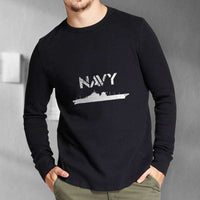 Load image into Gallery viewer, Designs by MyUtopia Shout Out:Navy Battleship Long Sleeve Ultra Cotton Unisex T-Shirt
