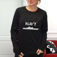 Load image into Gallery viewer, Designs by MyUtopia Shout Out:Navy Battleship Long Sleeve Ultra Cotton Unisex T-Shirt
