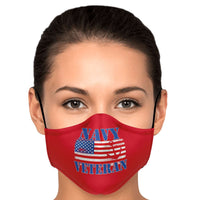 Load image into Gallery viewer, Designs by MyUtopia Shout Out:Navy Flag Anchor on Red Fitted Face Mask w. Adjustable Ear Loops
