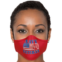 Load image into Gallery viewer, Designs by MyUtopia Shout Out:Navy Flag Anchor on Red Fitted Face Mask w. Adjustable Ear Loops
