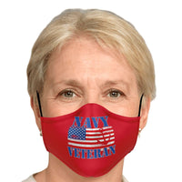 Load image into Gallery viewer, Designs by MyUtopia Shout Out:Navy Flag Anchor on Red Fitted Face Mask w. Adjustable Ear Loops
