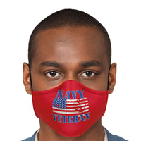 Load image into Gallery viewer, Designs by MyUtopia Shout Out:Navy Flag Anchor on Red Fitted Face Mask w. Adjustable Ear Loops

