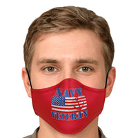Load image into Gallery viewer, Designs by MyUtopia Shout Out:Navy Flag Anchor on Red Fitted Face Mask w. Adjustable Ear Loops
