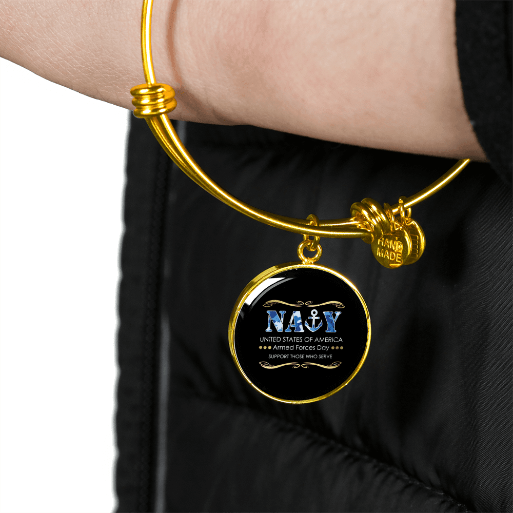Designs by MyUtopia Shout Out:Navy Support Those Who Serve Personalized Engravable Keepsake Bangle Bracelet