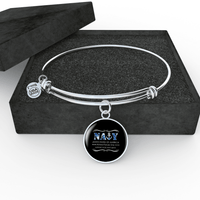 Load image into Gallery viewer, Designs by MyUtopia Shout Out:Navy Support Those Who Serve Personalized Engravable Keepsake Bangle Bracelet,Silver / No,Wire Bracelet
