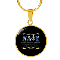 Load image into Gallery viewer, Designs by MyUtopia Shout Out:Navy Support Those Who Serve Personalized Engravable Keepsake Necklace,Gold / No,Necklace
