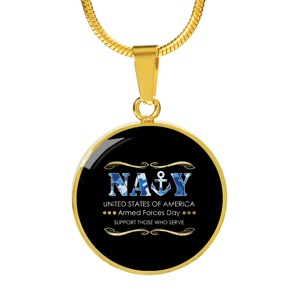 Designs by MyUtopia Shout Out:Navy Support Those Who Serve Personalized Engravable Keepsake Necklace,Gold / No,Necklace