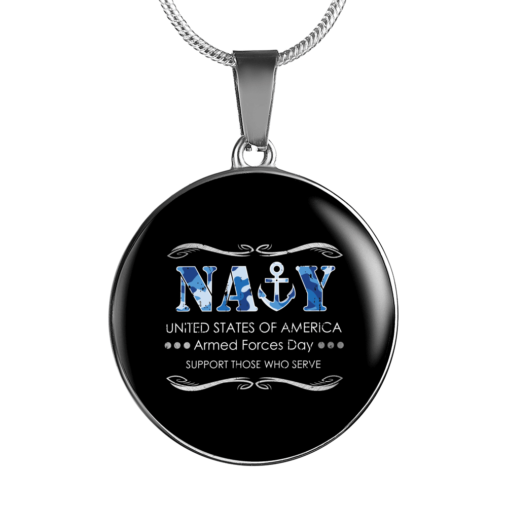 Designs by MyUtopia Shout Out:Navy Support Those Who Serve Personalized Engravable Keepsake Necklace,Silver / No,Necklace
