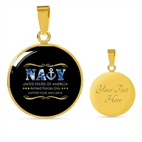 Load image into Gallery viewer, Designs by MyUtopia Shout Out:Navy Support Those Who Serve Personalized Engravable Keepsake Necklace,Gold / Yes,Necklace
