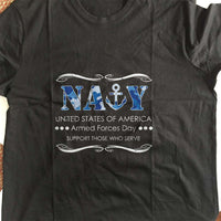 Load image into Gallery viewer, Designs by MyUtopia Shout Out:Navy U.S. of A. Armed Forces Day Support Those Who Serve Adult Unisex T-Shirt
