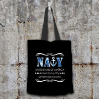 Load image into Gallery viewer, Designs by MyUtopia Shout Out:Navy U.S. of A. Armed Forces Day Support Those Who Serve Fabric Totebag Reusable Shopping Tote
