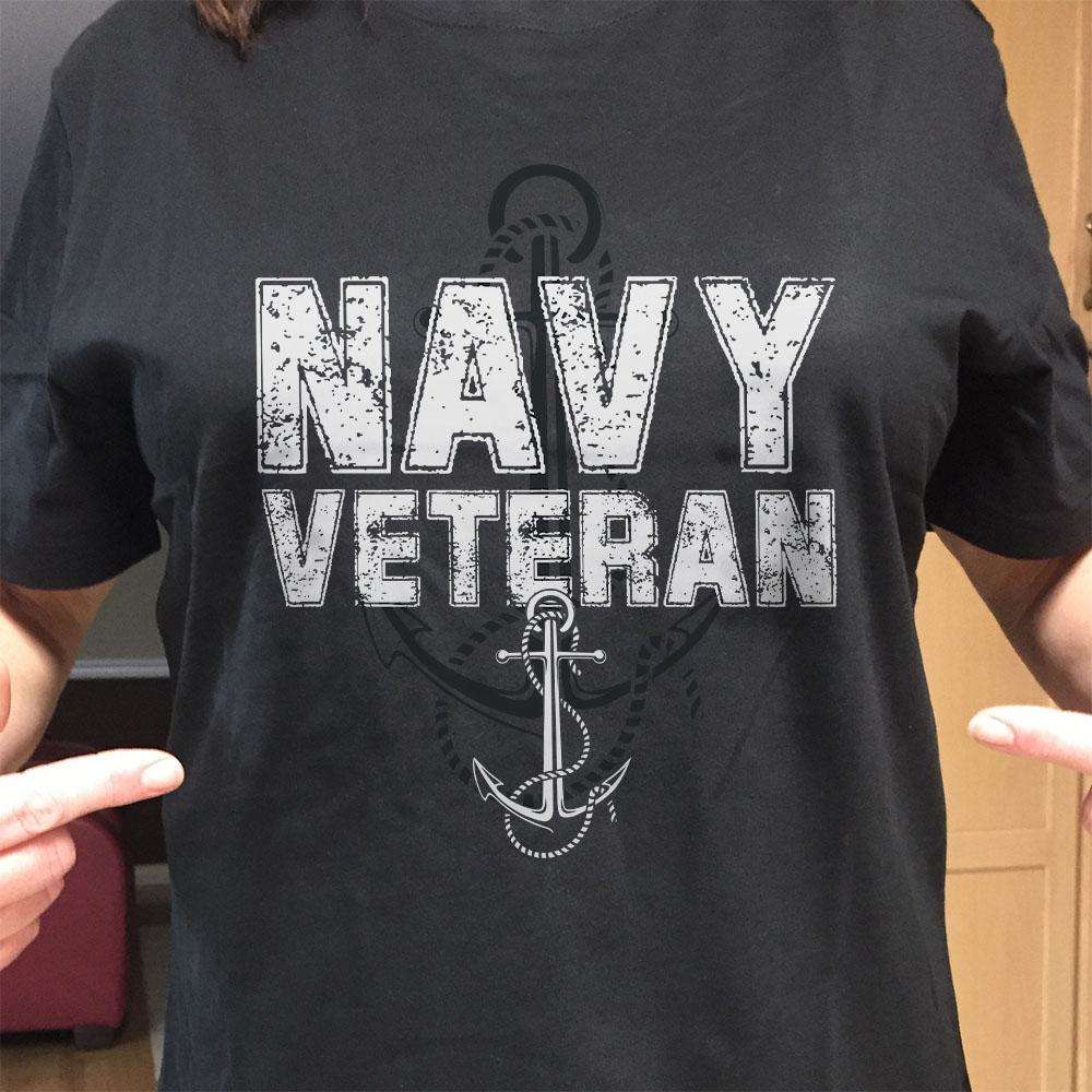 Designs by MyUtopia Shout Out:Navy Veteran Anchor Unisex Cotton Short Sleeve T-Shirt