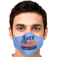 Load image into Gallery viewer, Designs by MyUtopia Shout Out:Navy Veteran Flag Anchor Light Blue Fitted Face Mask w. Adjustable Ear Loops,Adult / Single / No filters,Fabric Face Mask
