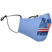 Load image into Gallery viewer, Designs by MyUtopia Shout Out:Navy Veteran Flag Anchor Light Blue Fitted Face Mask w. Adjustable Ear Loops
