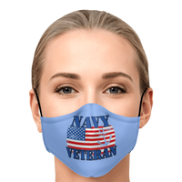 Load image into Gallery viewer, Designs by MyUtopia Shout Out:Navy Veteran Flag Anchor Light Blue Fitted Face Mask w. Adjustable Ear Loops
