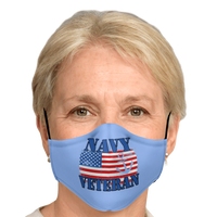 Load image into Gallery viewer, Designs by MyUtopia Shout Out:Navy Veteran Flag Anchor Light Blue Fitted Face Mask w. Adjustable Ear Loops
