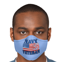 Load image into Gallery viewer, Designs by MyUtopia Shout Out:Navy Veteran Flag Anchor Light Blue Fitted Face Mask w. Adjustable Ear Loops
