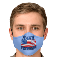 Load image into Gallery viewer, Designs by MyUtopia Shout Out:Navy Veteran Flag Anchor Light Blue Fitted Face Mask w. Adjustable Ear Loops
