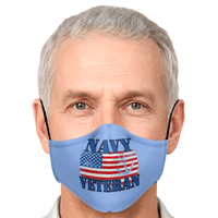 Load image into Gallery viewer, Designs by MyUtopia Shout Out:Navy Veteran Flag Anchor Light Blue Fitted Face Mask w. Adjustable Ear Loops
