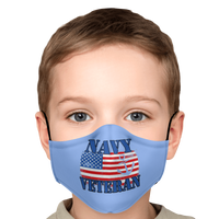 Load image into Gallery viewer, Designs by MyUtopia Shout Out:Navy Veteran Flag Anchor Light Blue Fitted Face Mask w. Adjustable Ear Loops
