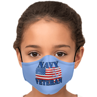 Load image into Gallery viewer, Designs by MyUtopia Shout Out:Navy Veteran Flag Anchor Light Blue Fitted Face Mask w. Adjustable Ear Loops
