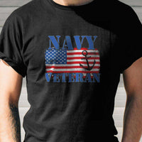 Load image into Gallery viewer, Designs by MyUtopia Shout Out:Navy Veteran w. American Flag and Anchor Adult Unisex T-Shirt
